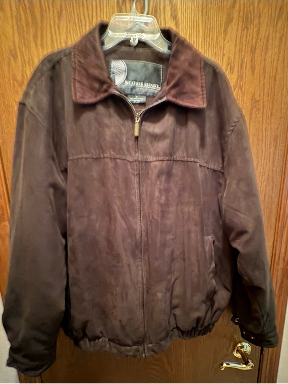 Weatherproof Dark Brown Suede Bomber Jacket